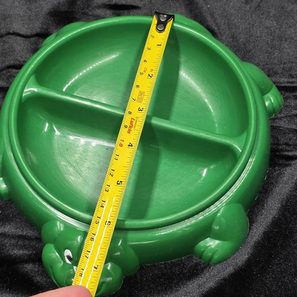 Vintage Toddler Eating Dish Rare Green Dog With 2 Compartments 1995 Plastic 6
